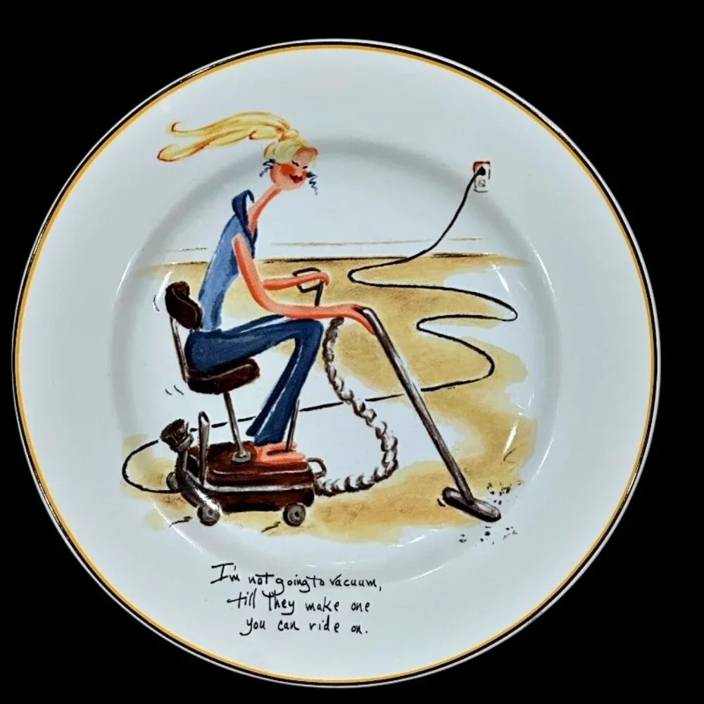 Sakura Spring Cleaning Salad Dessert Plates Set of 4 Stoneware Humorous Women